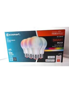 Ecosmart A19 60 watt Smart Bulbs Full Color and Shades of White 4 Pack  NIB